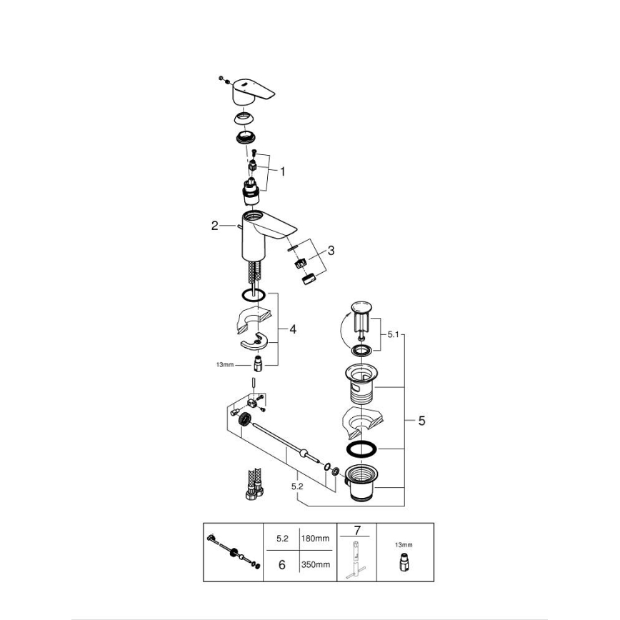 GROHE 24196001 - Håndvaskarmatur START størrelse S poleret krom