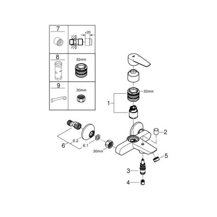 GROHE 24198001 - Badekarbatteri DN 15 poleret krom