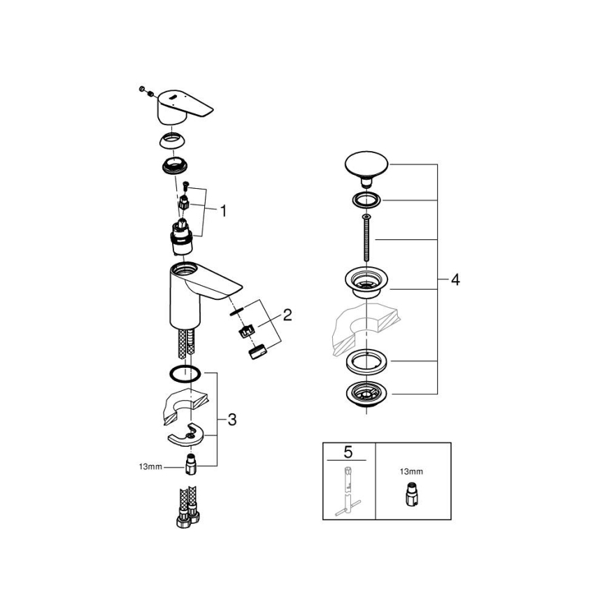 GROHE 24199001 - Håndvaskarmatur START EDGE DN 15 poleret krom