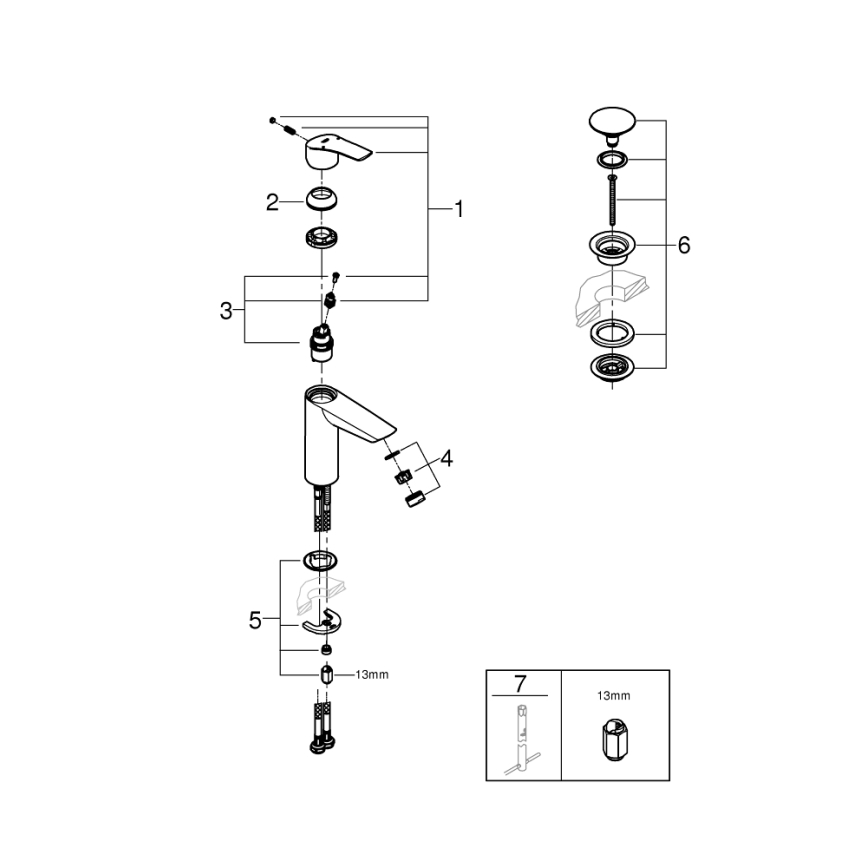 GROHE 24204002 - START håndvaskarmatur, størrelse M, blank krom