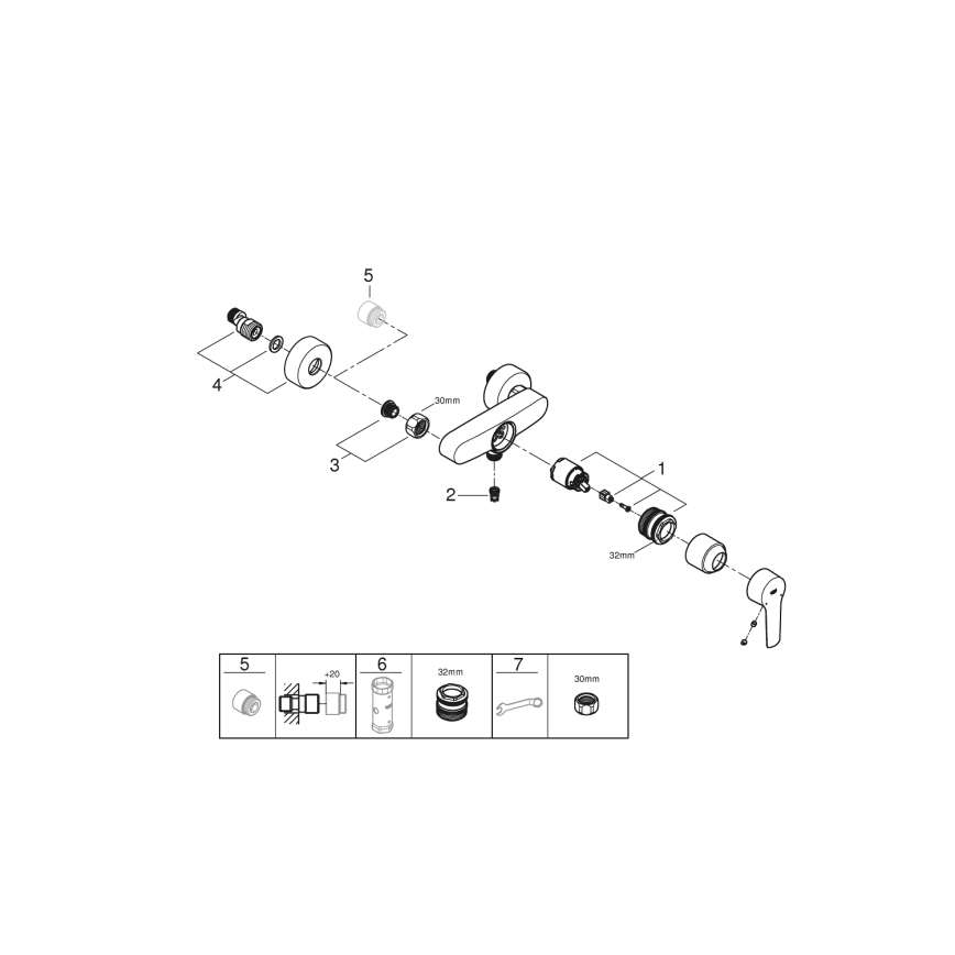 GROHE 24208002 - Vægmonteret brusearmatur START DN 15, blank krom