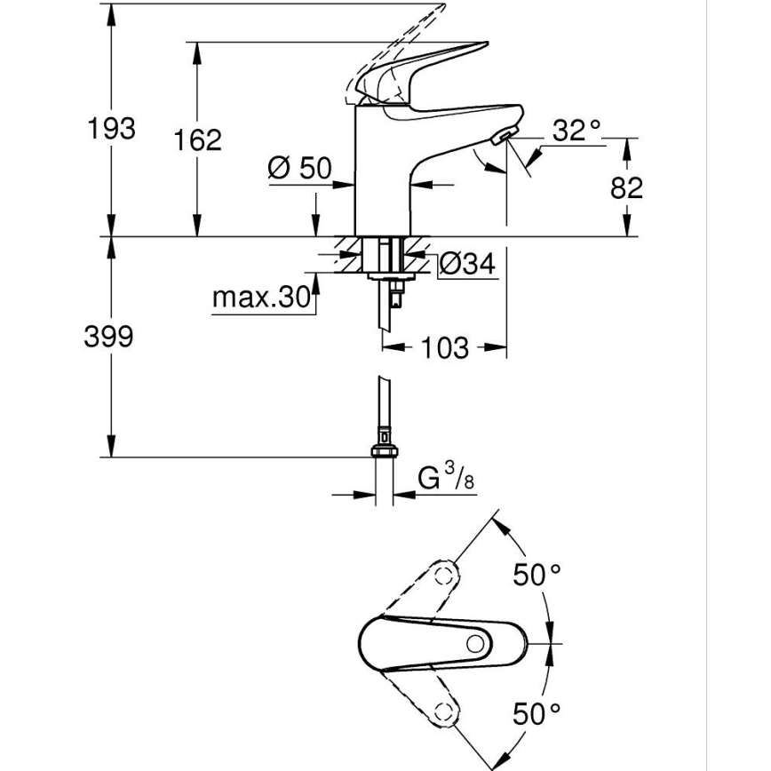 GROHE 24317001 - Håndvaskarmatur SWIFT 162 mm blank krom