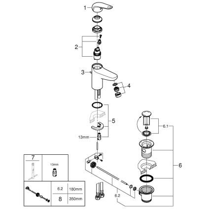 GROHE 24325001 - Servantarmatur SWIFT DN 15, størrelse M, poleret krom