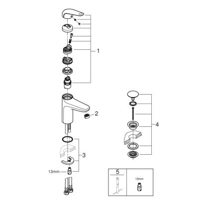 GROHE 24327001 - Håndvaskarmatur SWIFT, størrelse M, blank krom