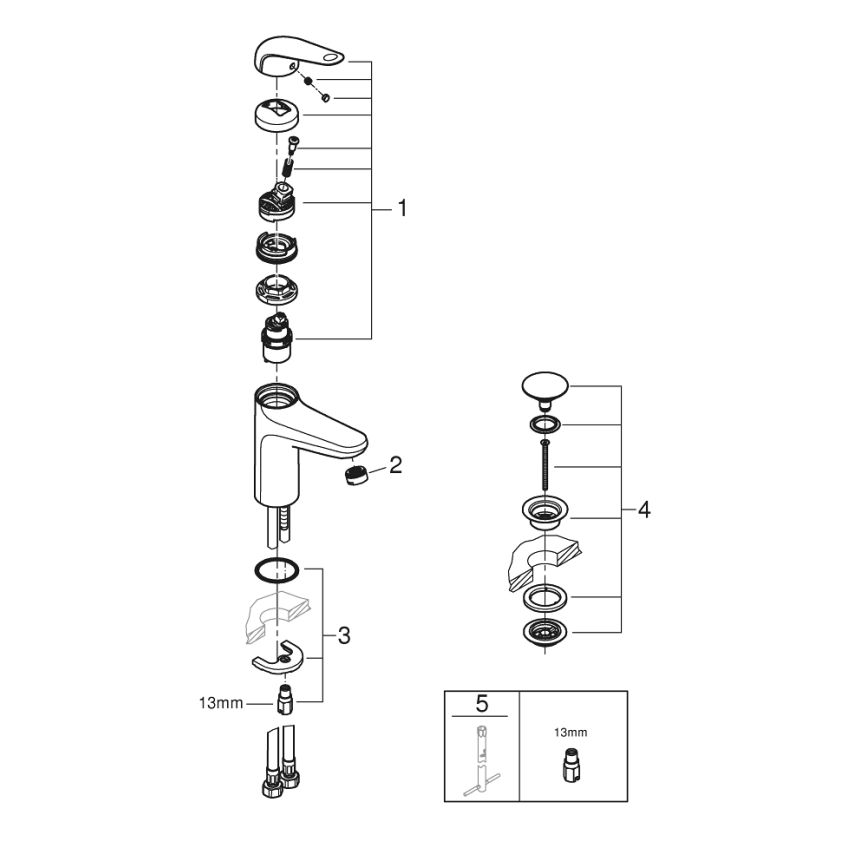 GROHE 24327001 - Håndvaskarmatur SWIFT, størrelse M, blank krom