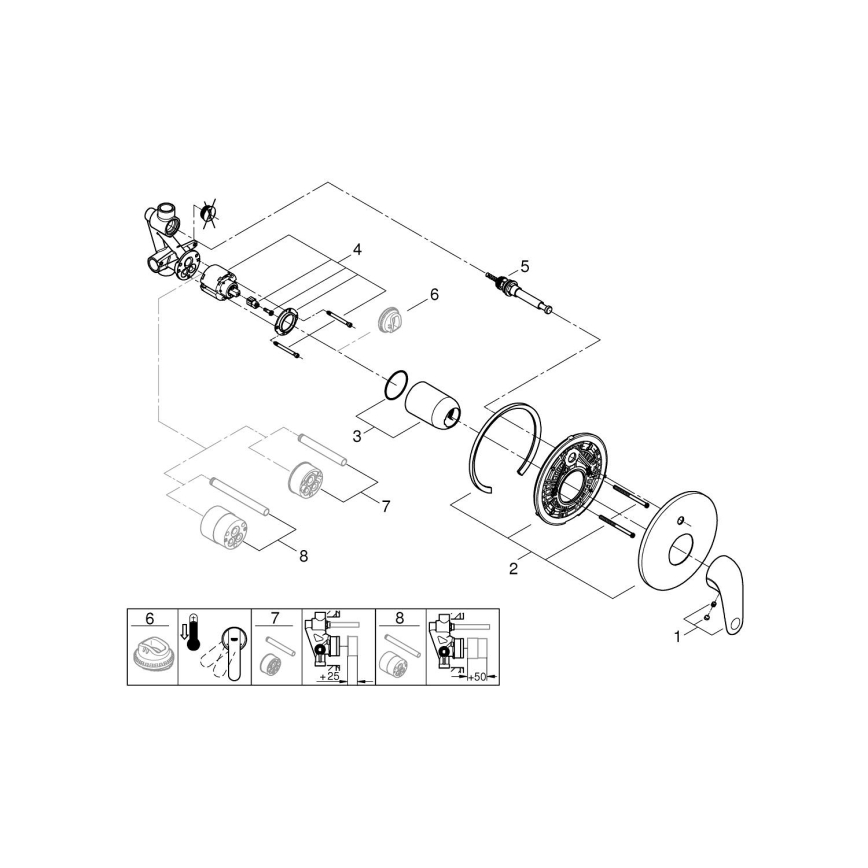 GROHE 24336001 - Badekarbatteri SWIFT DN 15, blank krom