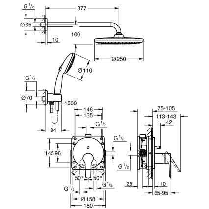 GROHE 25292000 - Indbygget brusersystem START VITALIO START 250 krom
