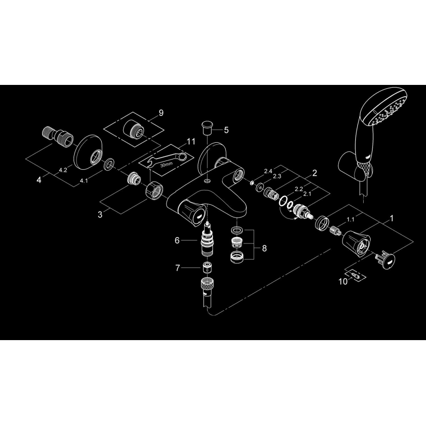 GROHE 2546010A - Badekarbatteri COSTA L DN 15, poleret krom