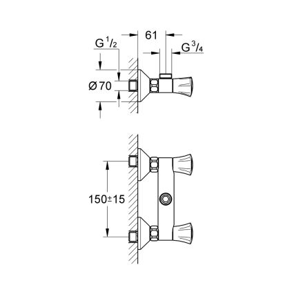 GROHE 26009001 - Brusebatteri COSTA L DN 15, poleret krom