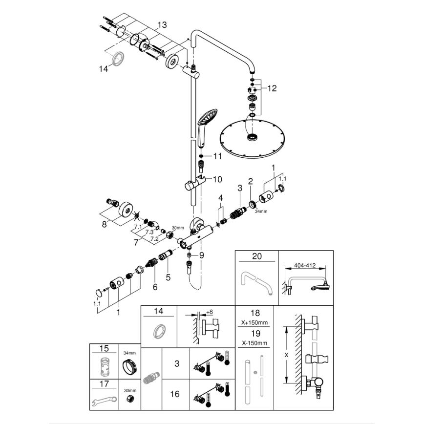 GROHE 26075GN0 - Brusesystem EUPHORIA 310 450 mm, guldfarvet