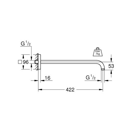 GROHE 26145000 - Brusearm RAINSHOWER 422 mm poleret krom