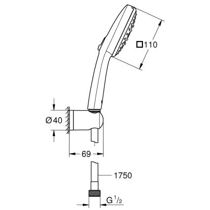 GROHE 26176001 - Brusesæt VITALIO COMFORT 110 110 mm poleret krom