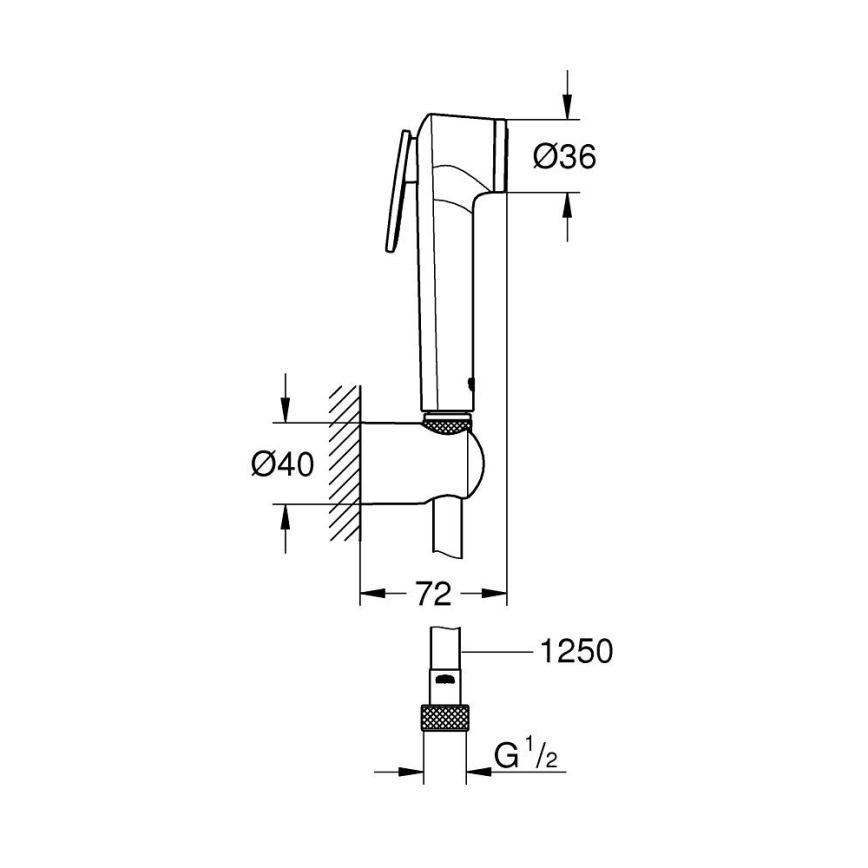 GROHE 26356IL0 - Håndholdt bidetbruser TEMPESTA-F 30 1250 mm hvid