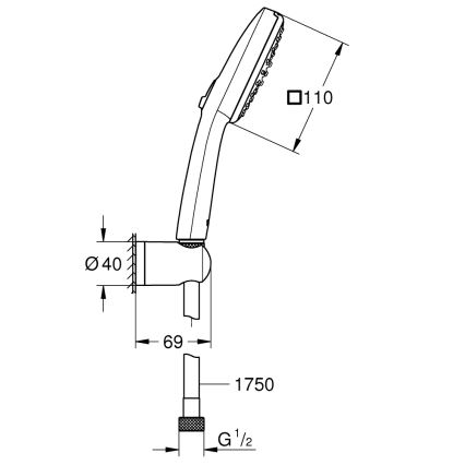 GROHE 263992431 - Brusesæt VITALIO COMFORT 110 110 mm sort
