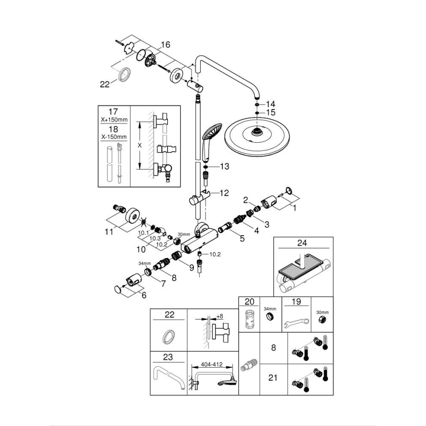 GROHE 26400001 - Brusesystem VITALIO JOY SYSTEM 310 450 mm poleret krom