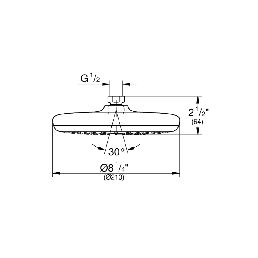 GROHE 26410000 - Hovedbruser TEMPESTA 210 mm blank krom