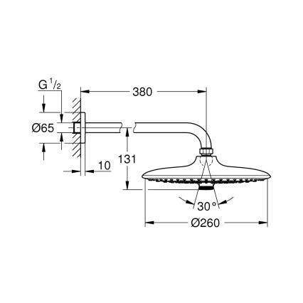 GROHE 26459000 - EUPHORIA 260 hovedbruser 380 mm poleret krom