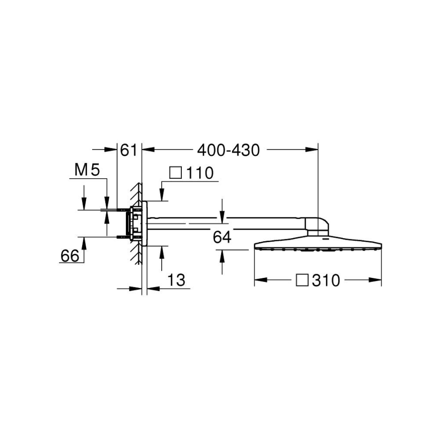 GROHE 26479000 - Hovedbruser RAINSHOWER SMARTACTIVE 310 CUBE poleret krom