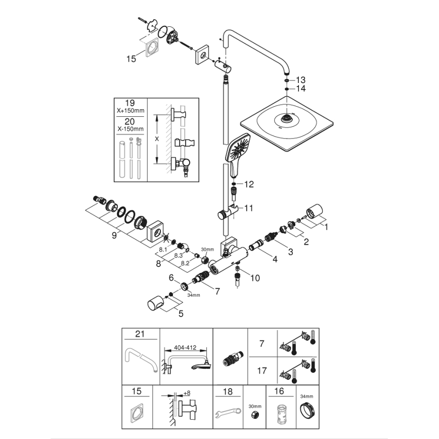 GROHE 26649000 - Brusesystem RAINSHOWER SMARTACTIVE 310 × 310 mm krom
