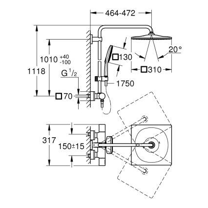 GROHE 26652000 - Brusesystem RAINSHOWER SMARTACTIVE 310 450 mm poleret krom