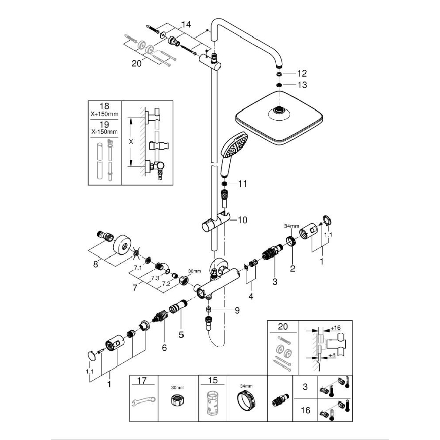 GROHE 266962431 - Brusesystem VITALIO COMFORT 250 250 × 250 mm sort