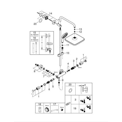 GROHE 26697001 - Brusesystem VITALIO COMFORT 250 250 × 250 mm poleret krom