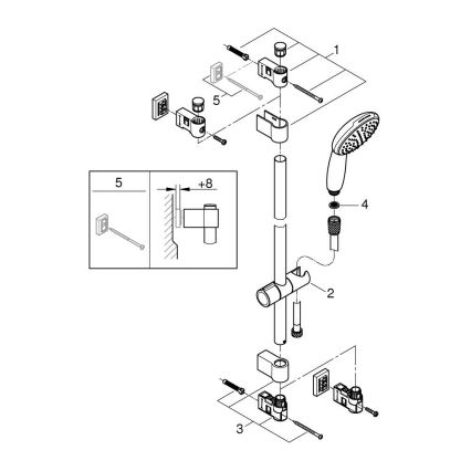 GROHE 26953001 - Brusesæt VITALIO START 110, 900 mm, blank krom