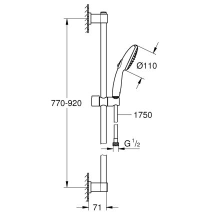 GROHE 26954001 - Brusesæt VITALIO START 110 900 mm poleret krom