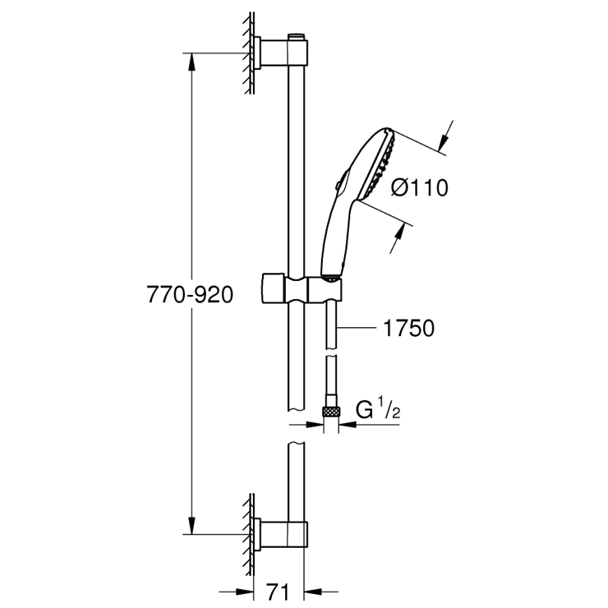 GROHE 269542431 - Brusesæt VITALIO START 110 900 mm sort
