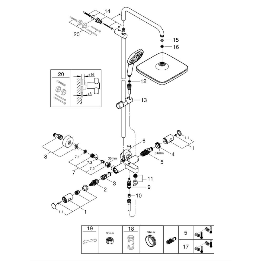 GROHE 269842431 - Brusesystem VITALIO COMFORT 250 250 × 250 mm sort
