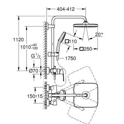 GROHE 26985001 - Brusesystem VITALIO COMFORT 250 250 × 250 mm blank krom
