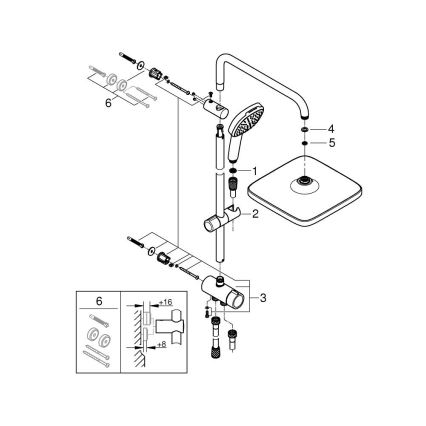 GROHE 26986001 - Brusesystem VITALIO COMFORT 250 blank krom