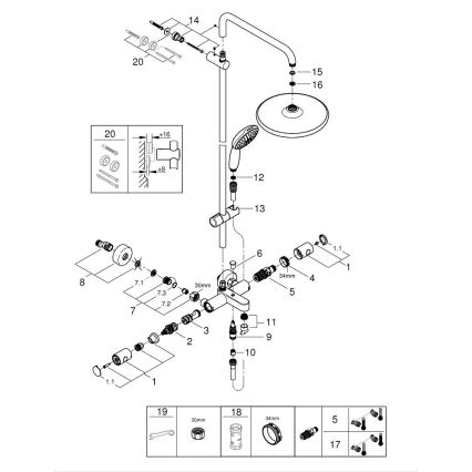 GROHE 26988001 - Brusesystem VITALIO START SYSTEM 390 mm blank krom