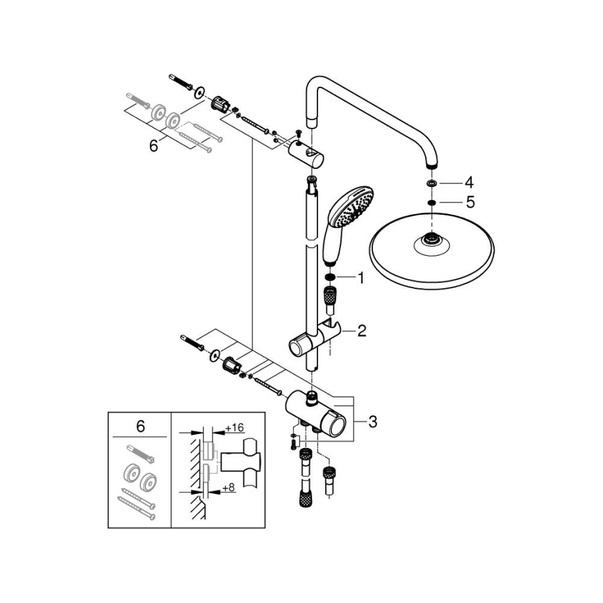 GROHE 26989001 - Brusesystem VITALIO START SYSTEM 250 390 mm blank krom