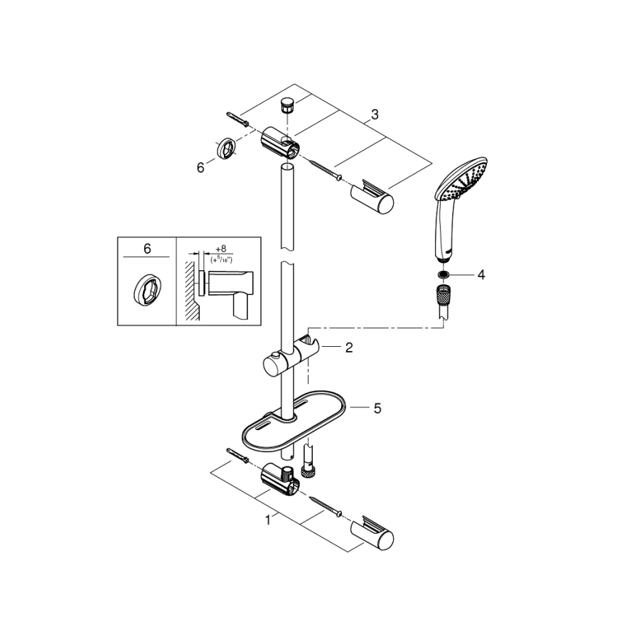 GROHE 27227001 - Brusesæt EUPHORIA 900 mm blank krom