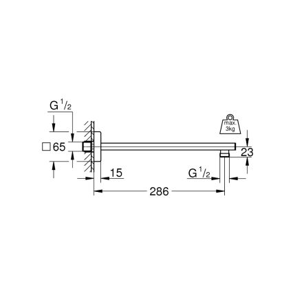 GROHE 27709000 - Brusearm RAINSHOWER 286 mm poleret krom