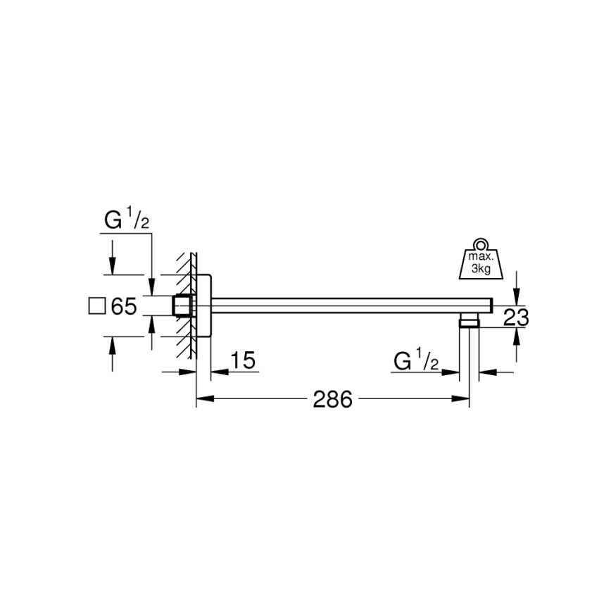 GROHE 27709000 - Brusearm RAINSHOWER 286 mm poleret krom