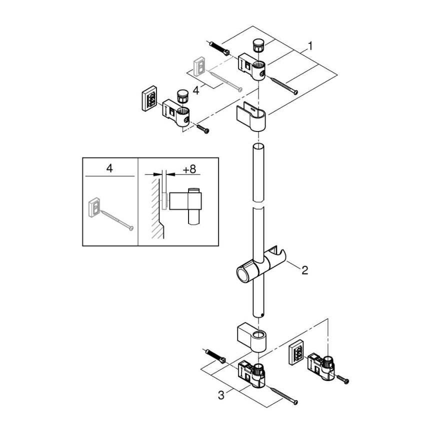 GROHE 277242431 - VITALIO UNIVERSAL brusestang 600 mm, sort