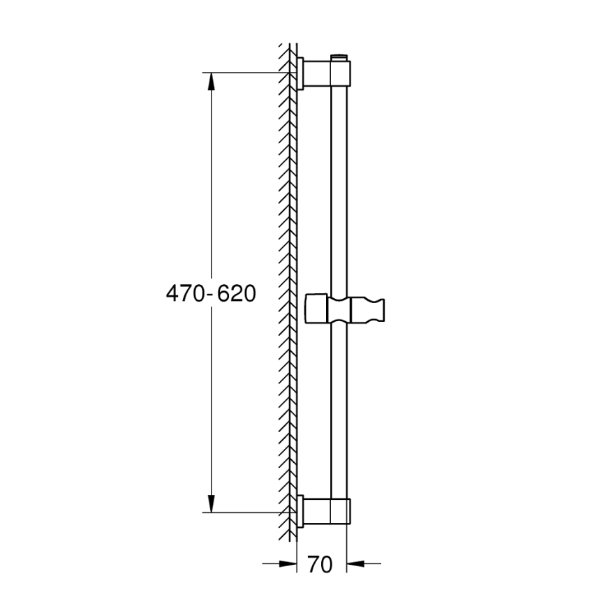 GROHE 277242431 - VITALIO UNIVERSAL brusestang 600 mm, sort