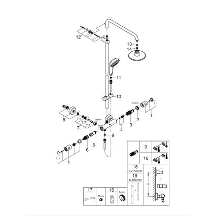 GROHE 27922000 - Brusersystem TEMPESTA COSMOPOLITAN 160 mm blank krom