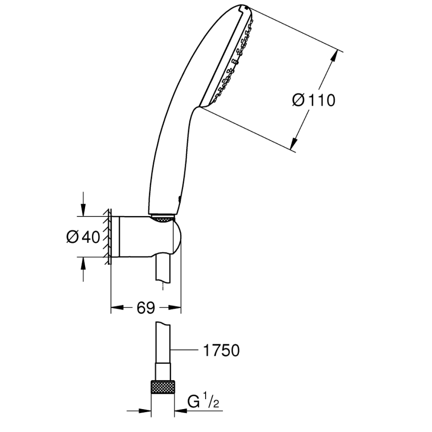 GROHE 27944001 - Brusesæt VITALIO START 110 110 mm blank krom