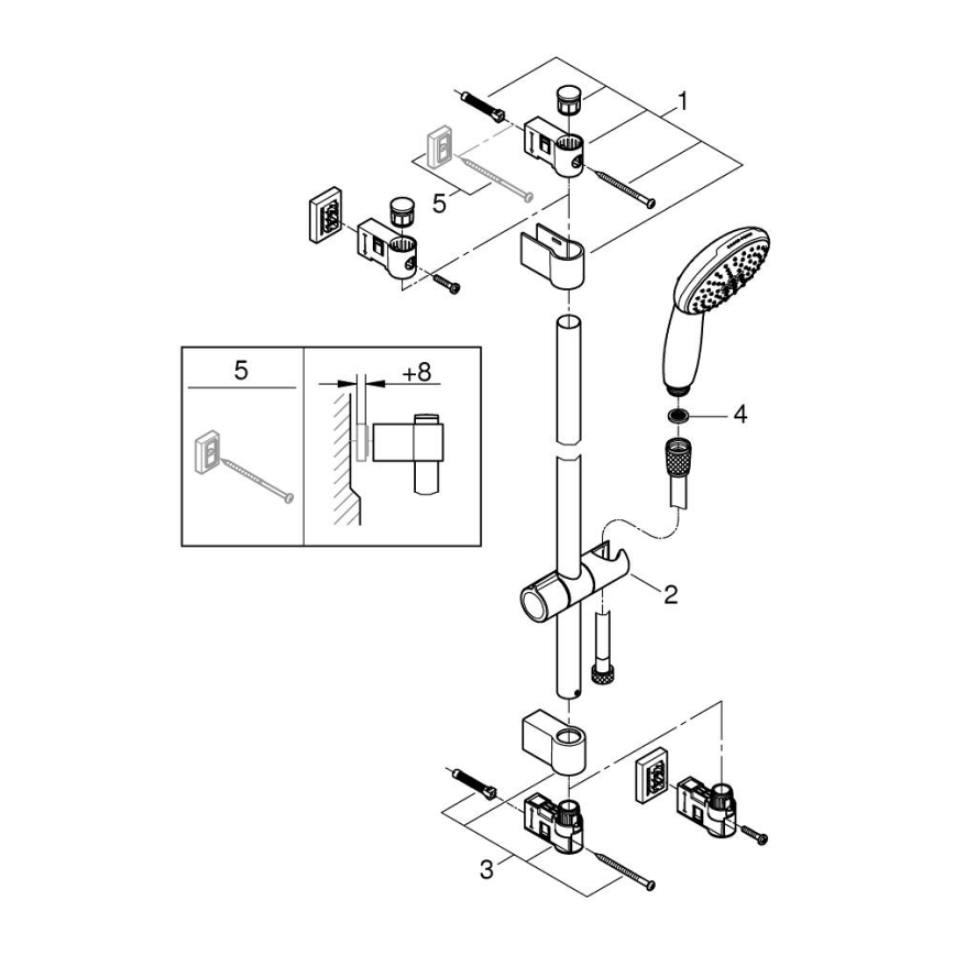 GROHE 279482431 - Brusesæt VITALIO START 110 600 mm sort