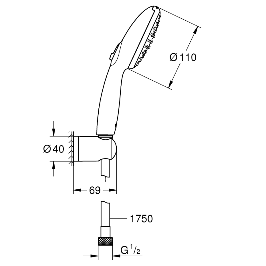 GROHE 279502431 - Brusesæt VITALIO START 110 110 mm sort