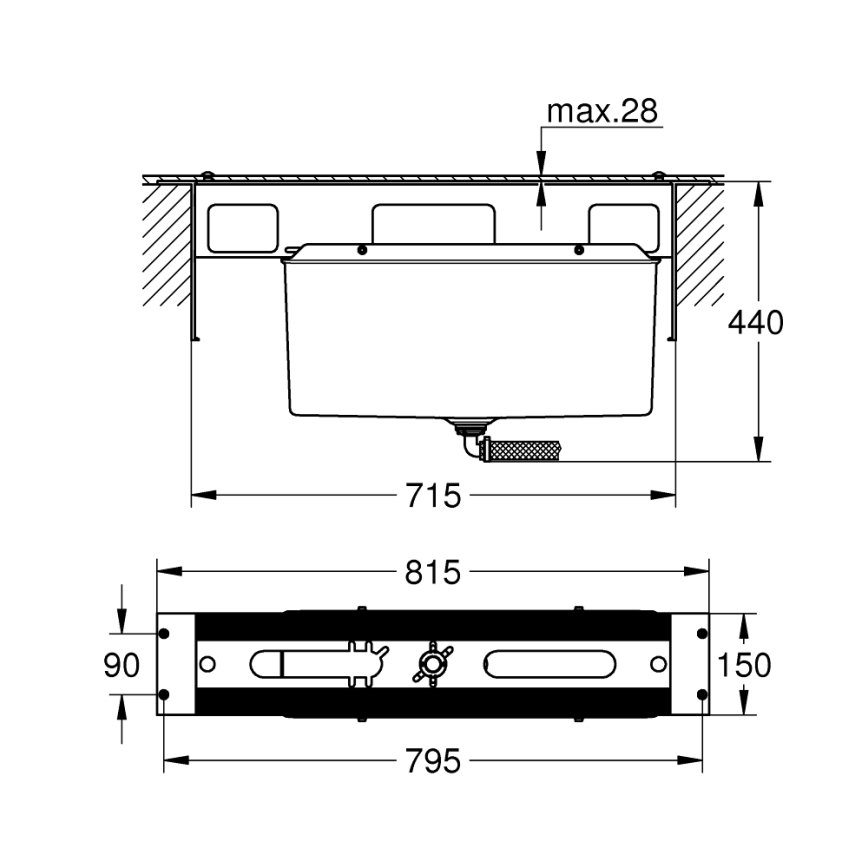 GROHE 29037000 - Monteringskrop til 45-huls badekararmatur blank krom