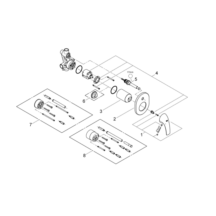 GROHE 29043000 - EUROCUBE badekararmatur, poleret krom