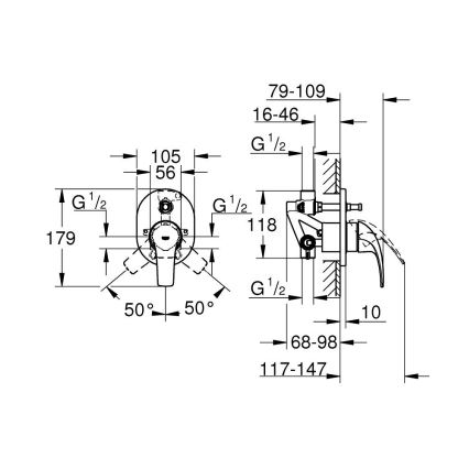 GROHE 29043000 - EUROCUBE badekararmatur, poleret krom
