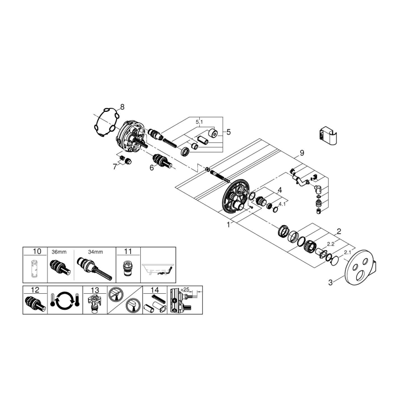 GROHE 29120000 - Termostatisk indbygget brusebatteri GROHTHERM SMARTCONTROL + holder, krom