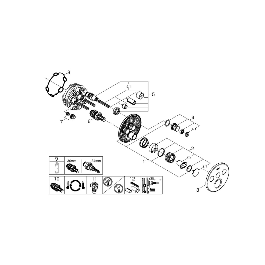 GROHE 29121A00 - GROHTHERM SMARTCONTROL termostatisk brusebatteri til indbygning, grafit