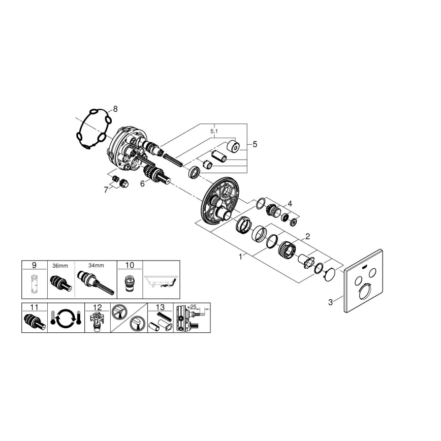 GROHE 29124A00 - Termostatisk blandingsbatteri GROHTHERM SMARTCONTROL, grafit