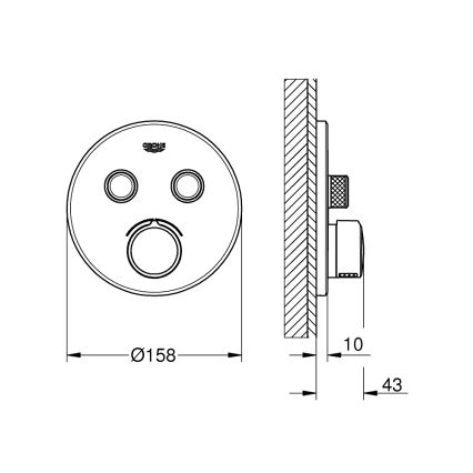 GROHE 29145000 - Dæksel til indbygningsbatteri SMARTCONTROL, blank krom